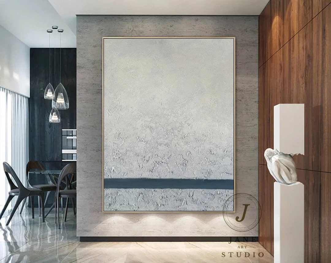 Abstract Original Handmade Painting Acrylic Gray Abstract Canvas Artwork QD6DF